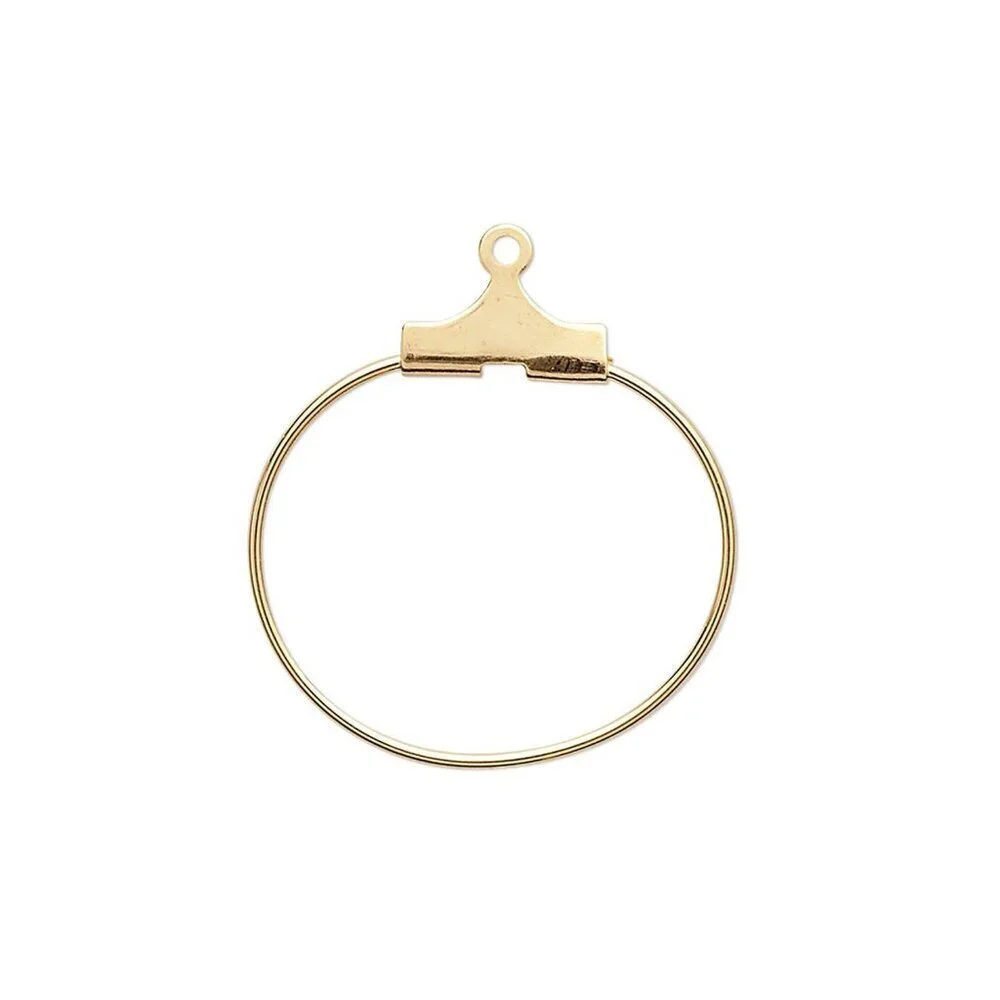 Gold 14K Plated Earring Beading Hoops 20mm Add Bead Findings No Top Loop 10 pcs